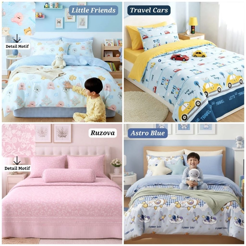 Bedcover Set Sprei Katun Astro Blue 90x180x15 CUSTOM