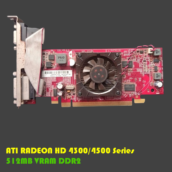 VGA Card ATI Radeon HD 4300/4500 Series - 512MB VRAM DDR2 - HDMI / VGA / DVI - Bekas - Tested Normal