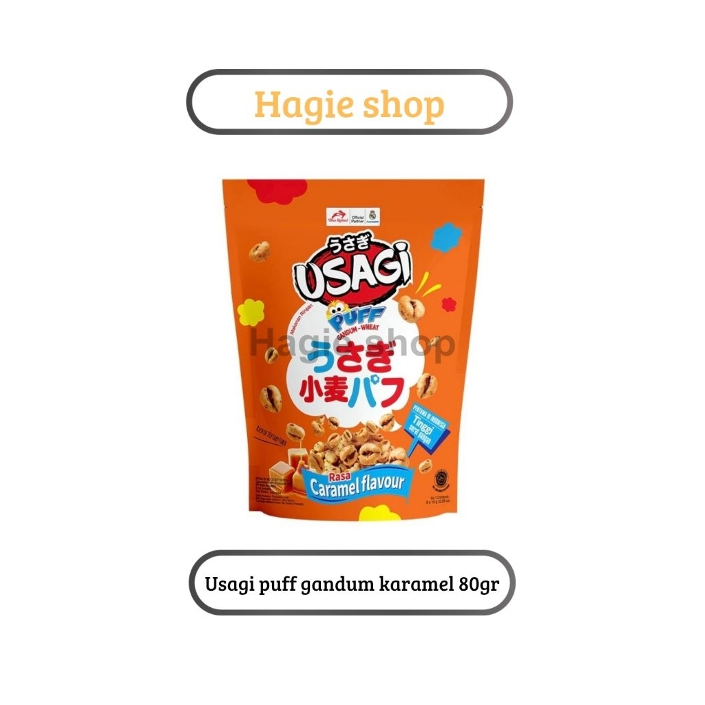 Dua kelinci usagi puff gandum karamel pouch 80gr