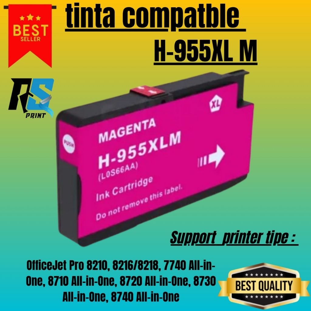 TINTA CATRIDGE COMPATIBLE HP 955XL  MAGENTA(pink)  Printer Tipe :OfficeJet Pro 8210, 8216/8218, 7740