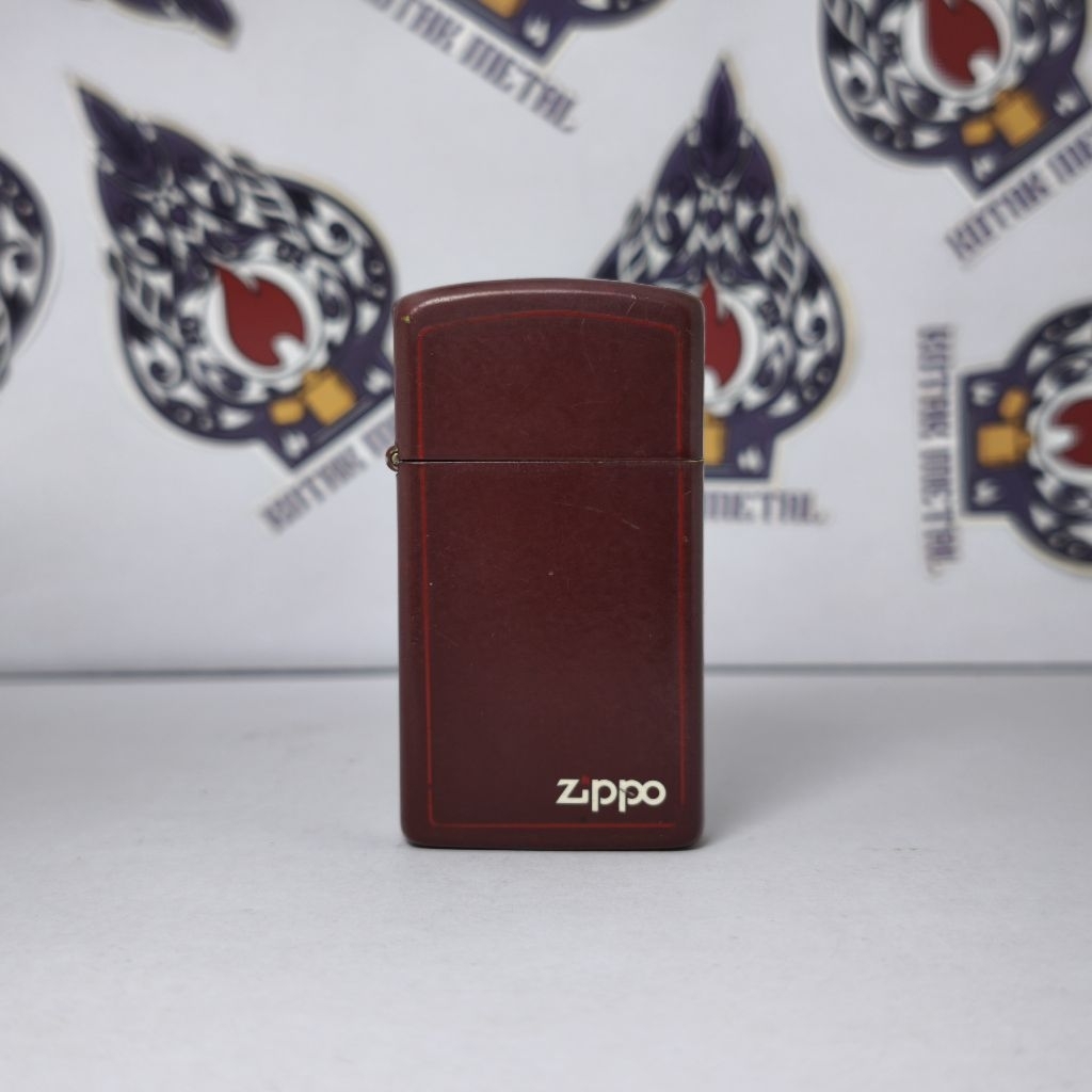 ZIPPO SLIM BURGUNDY TAHUN 1989