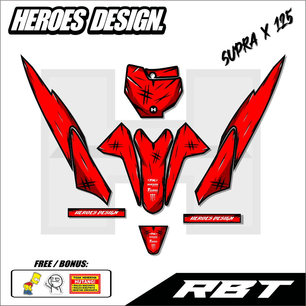 Sticker RBT SUPRA X 125 Stiker Striping Motor RBT Motif Anime Terbaru SUPERMOTO VEGA JUPITER REVO  H