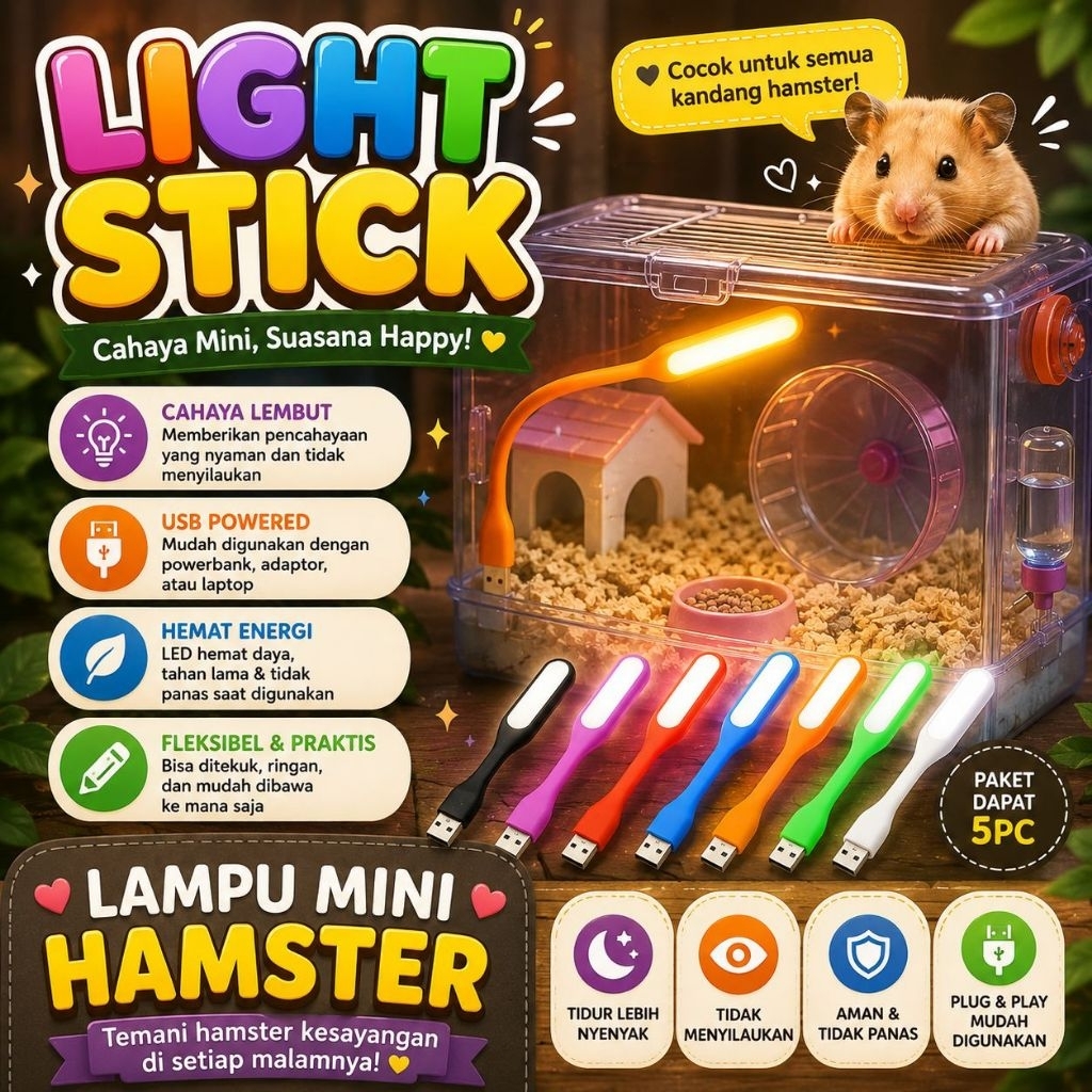 LAMPU USB - Lampu Kandang Hamster Dekorasi Kandang Hamster Penghangat Bayi Hamster Lampu Box Hamster