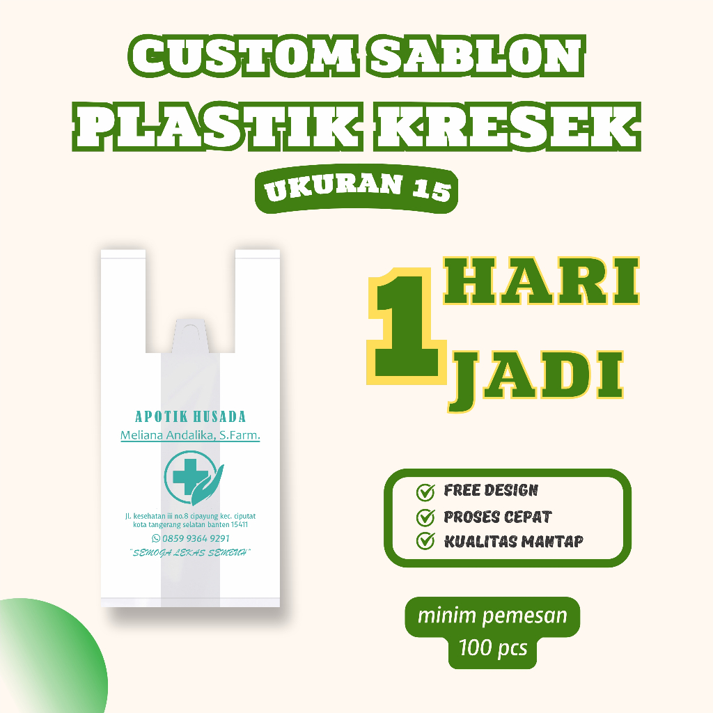 CUSTOM SABLON PLASTIK KRESEK UKURAN 15