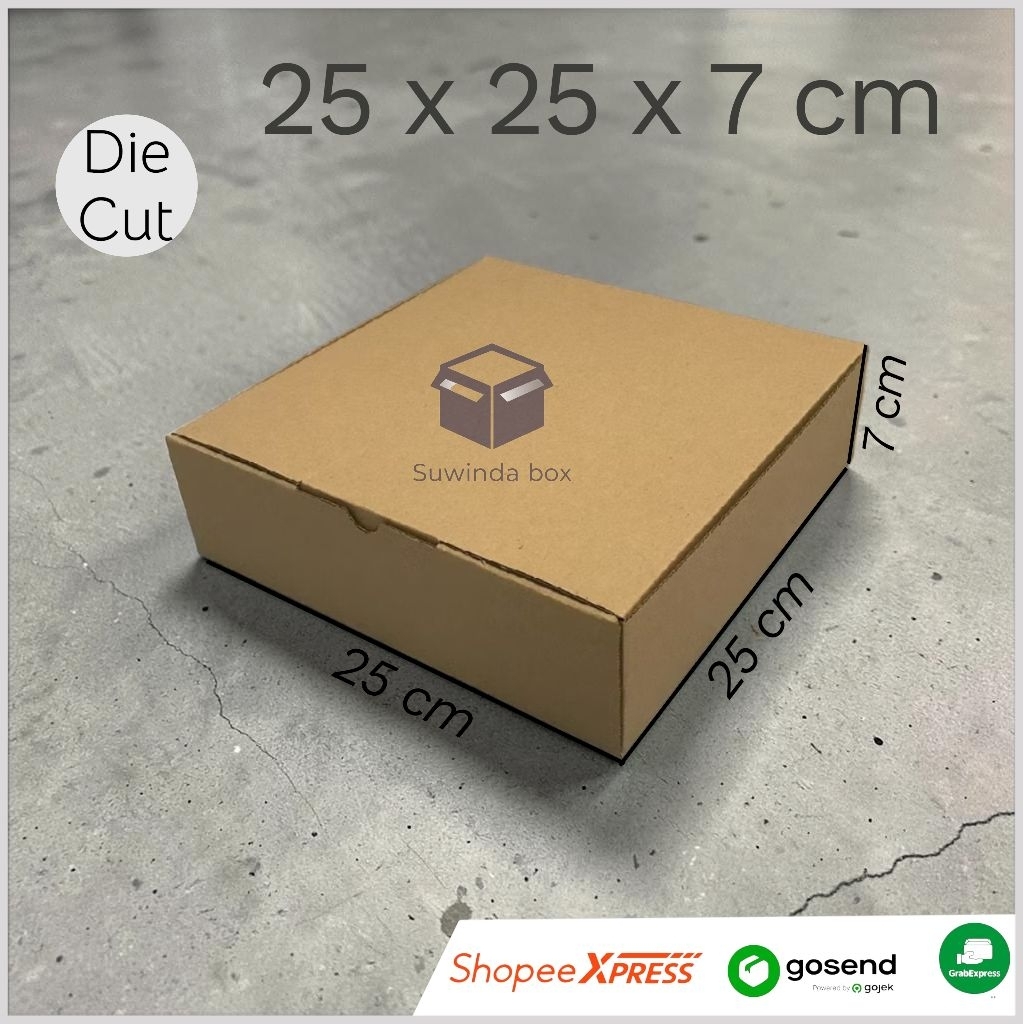 kardus ukuran 25x25x7 cm karton box die cut polos