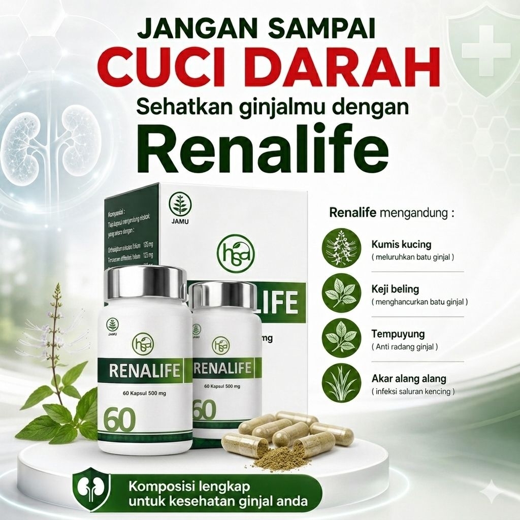 obat batu ginjal, gagal ginjal, cuci darah, ginjal bengkak Renalife kapsul