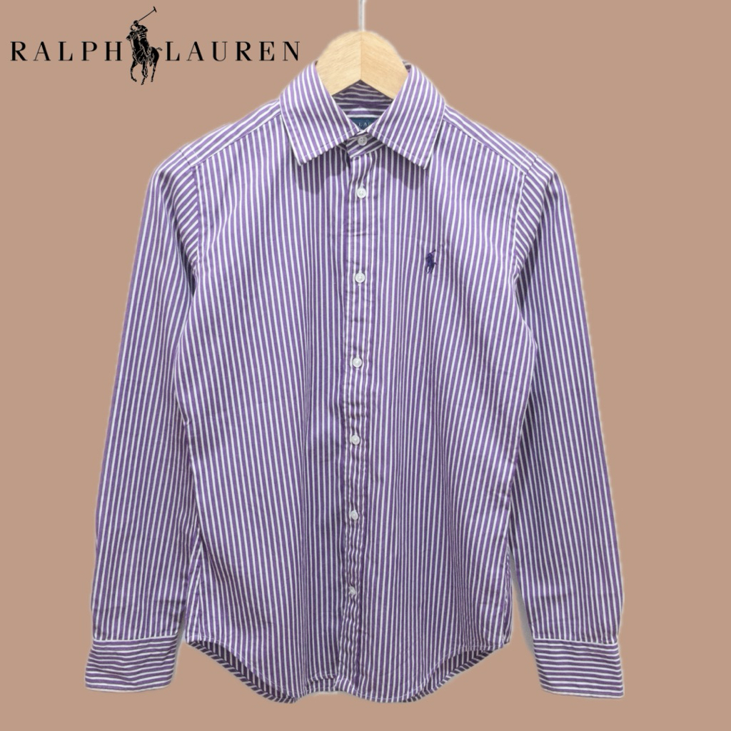 Ralph Lauren Striped Purple Slim Fit Cotton Shirt