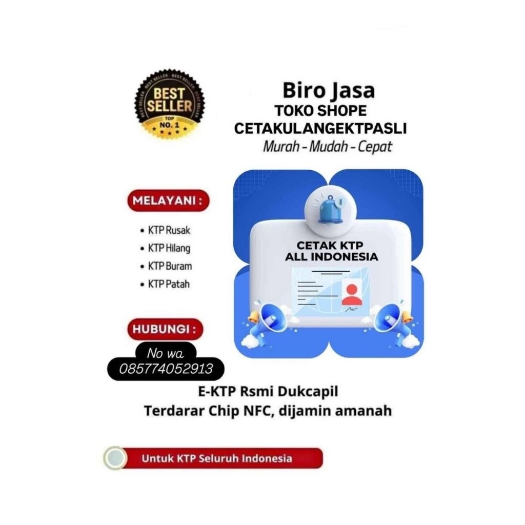Cetak ulang ektpAsli Semua wilayah