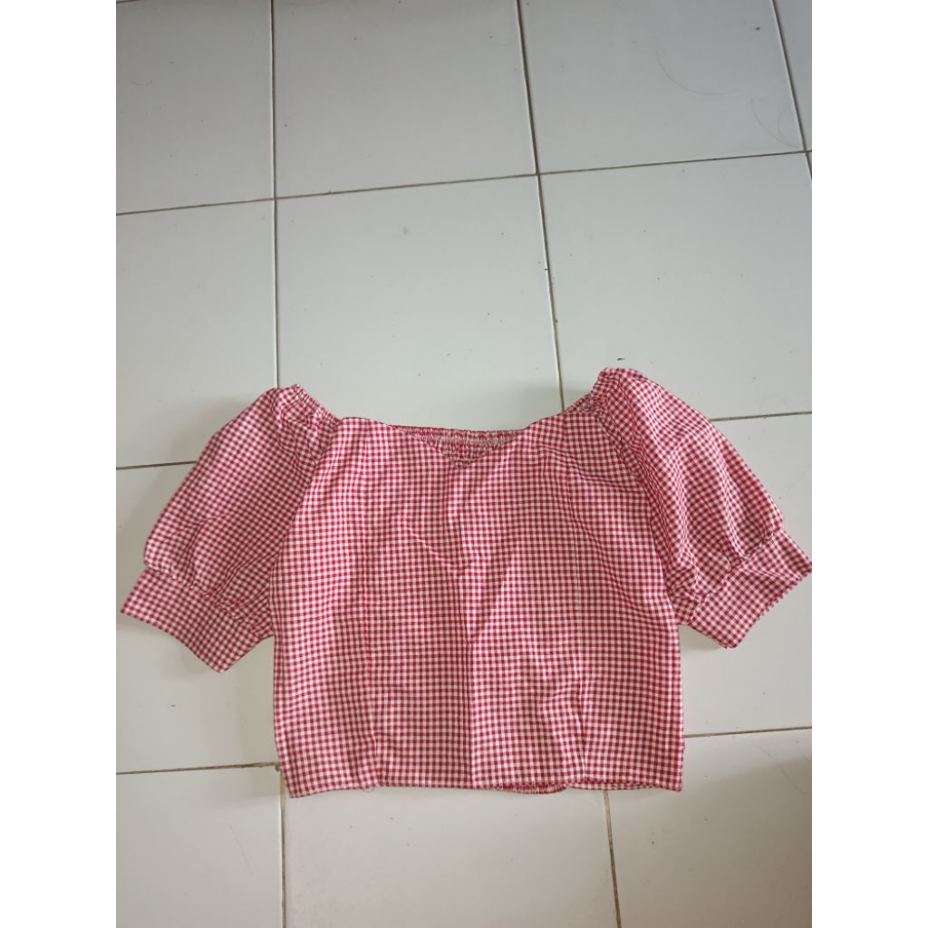baju atasan wanita crop belakang full karet