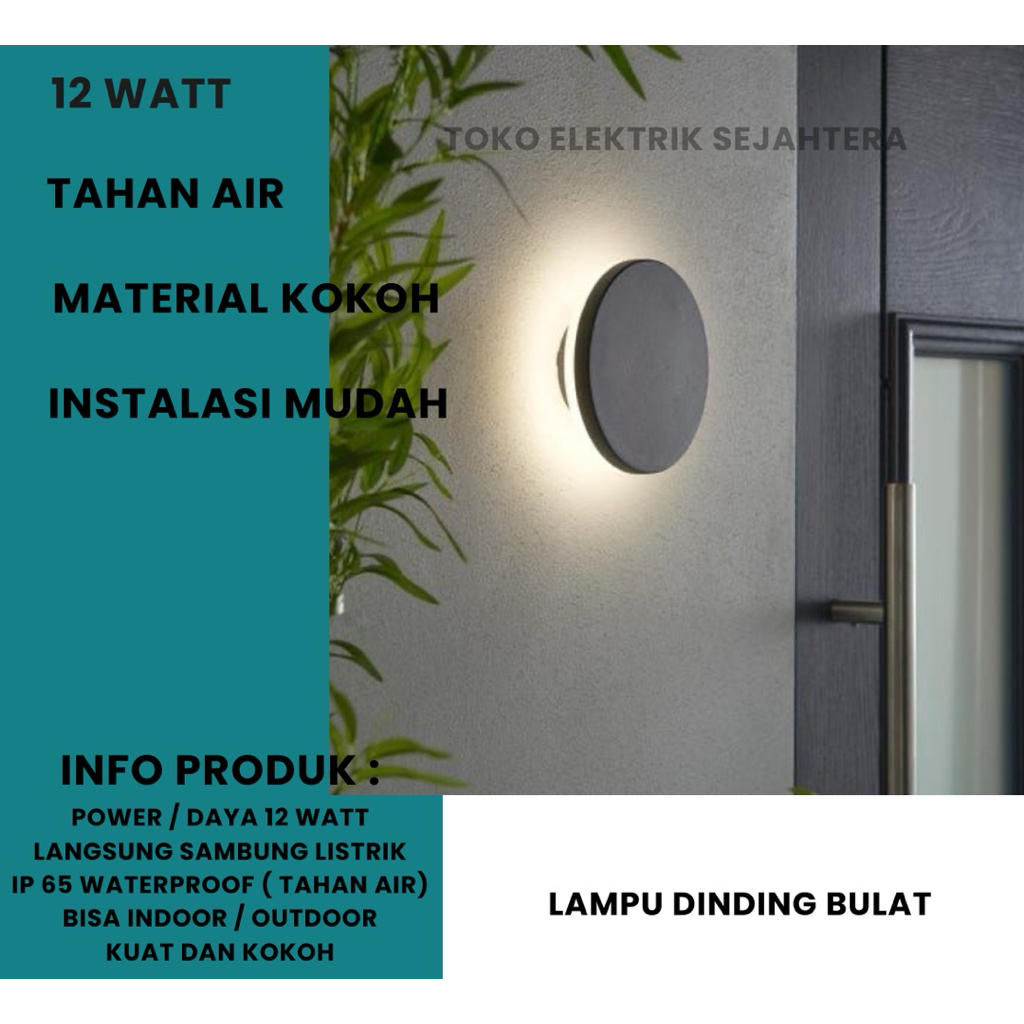 Lampu dinding minimalis full moon indoor/outdoor bulat dekorasi exterior wall lamp