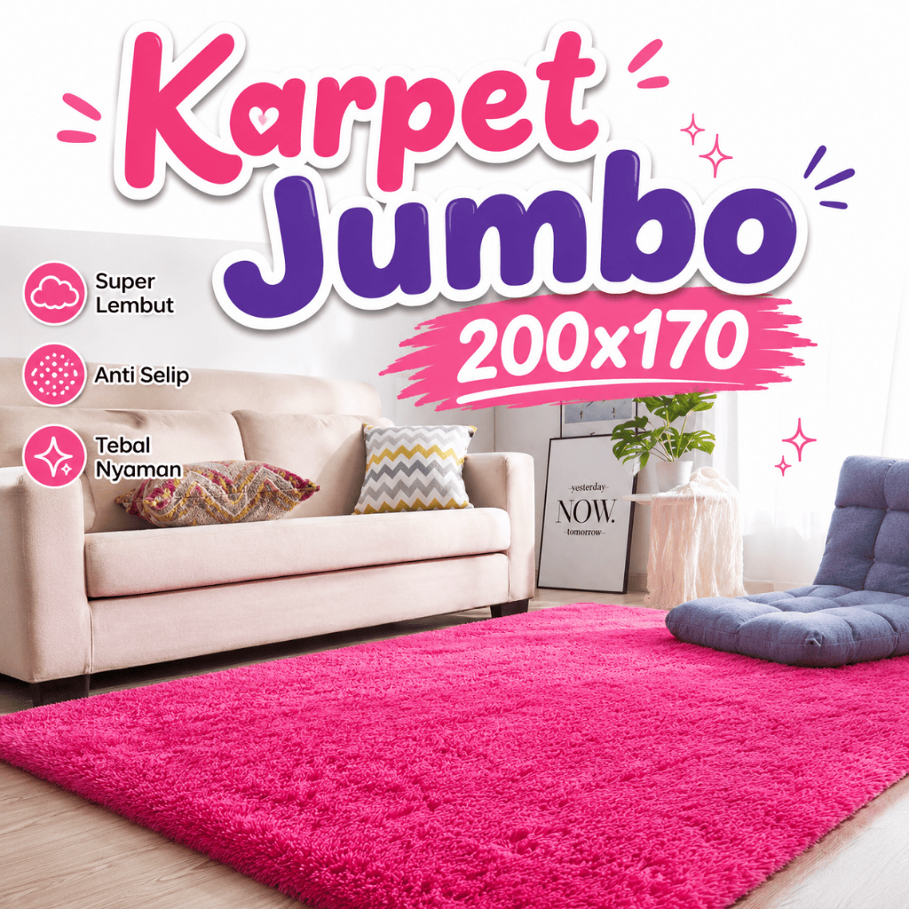 KARPET JUMBO UKURAN 200 x 170 LEMBUT TEBAL KARPET BULU RASFUR PREMIUM SURPET MATRAS TIDUR