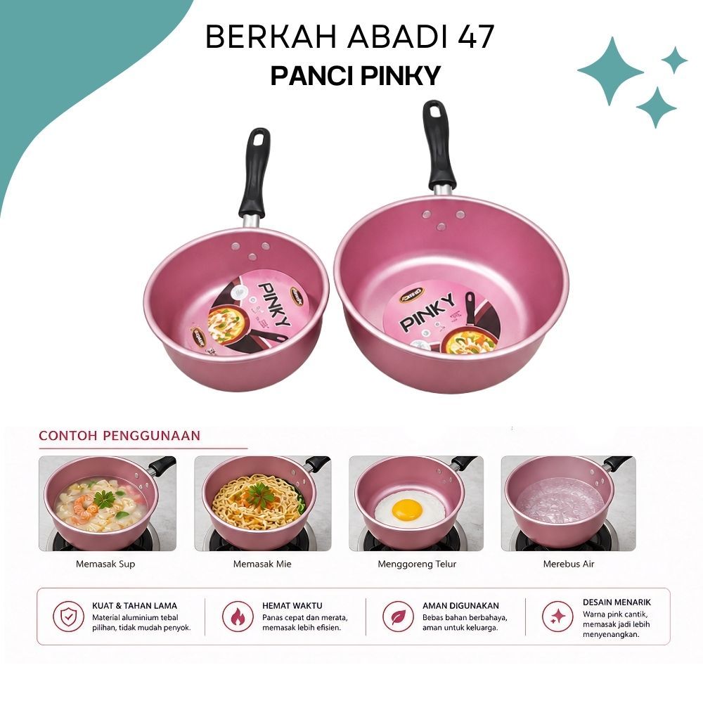 Panci Pinky 16 dan 18 cm - Panci Mie Pink - Panci Mie / Panci Susu / Saucepan Mikado