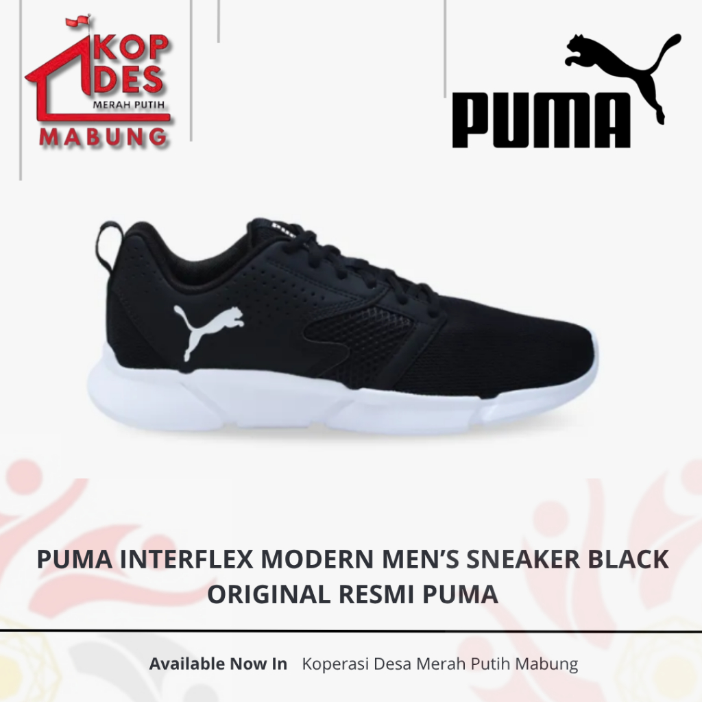 Sepatu Sneakers Pria Puma Interflex Modern Black Original