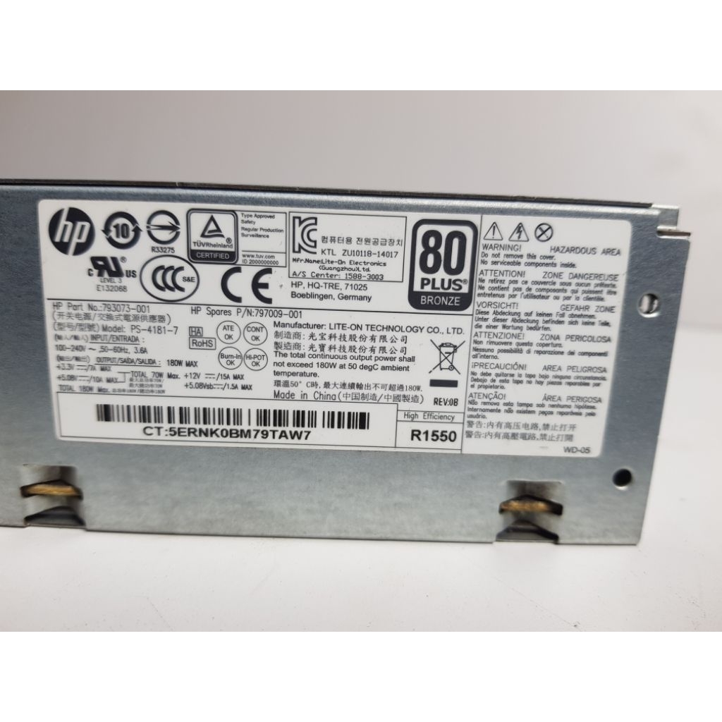 PSU Build Up HP 80plus Bronze 180Watt 24*4pin