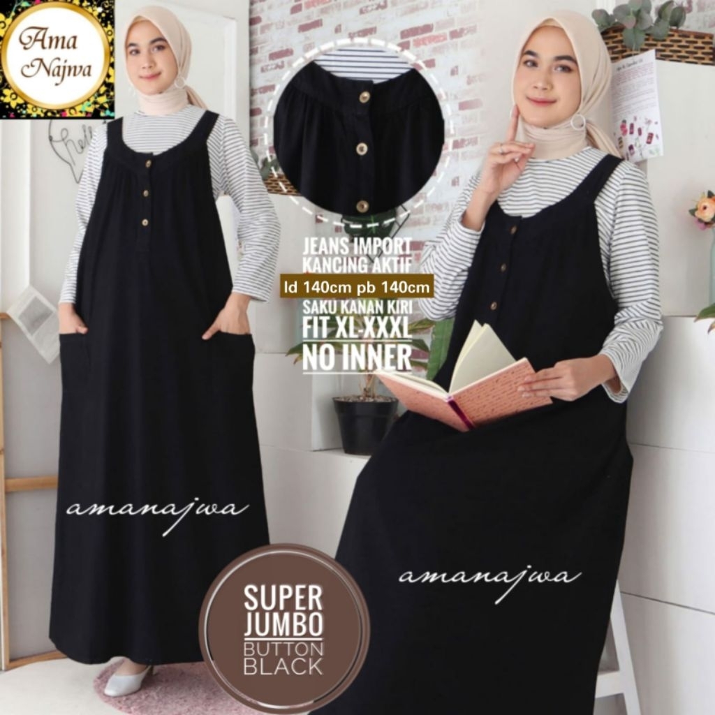 LD 140 | LD 120 Overall Bahan Jeans Impor SUPER JUMBO BUTTON OVERALL