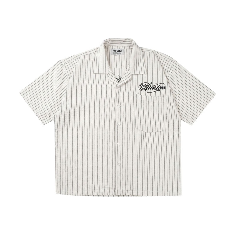 Scarizors Workshirt Boxy Stripe Lose Paradise White