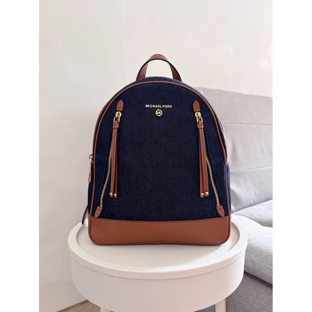 Preloved Michael Kors Brooklyn Medium Denim mix Leather Backpack