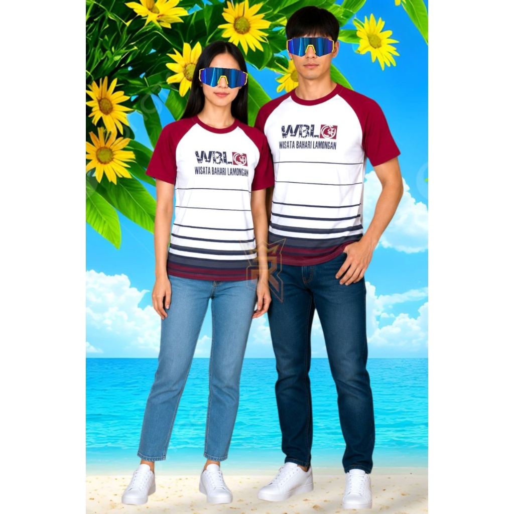 Kaos Wisata WBL Lamongan Reglan Salur – T-Shirt Wisata Bahari Cotton / Combed 30s Oversize / Reguler