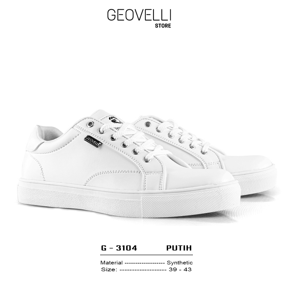 GEOVELLI I Sepatu Pria Sneakers Putih Kasual Kerja FULL White GVL-3104