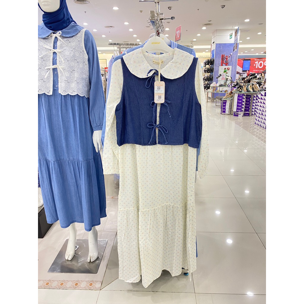 gamis ultraviolet kombinasi rompi ori matahari