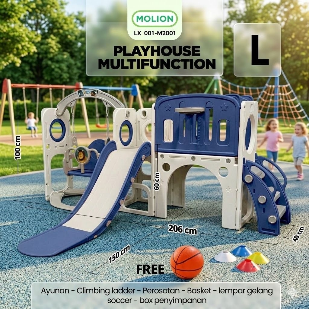 Mainan Perosotan Anak Ayunan MOLION Biru L - Stabilitas Tinggi, Anti-Slip, Mudah Dipindahkan