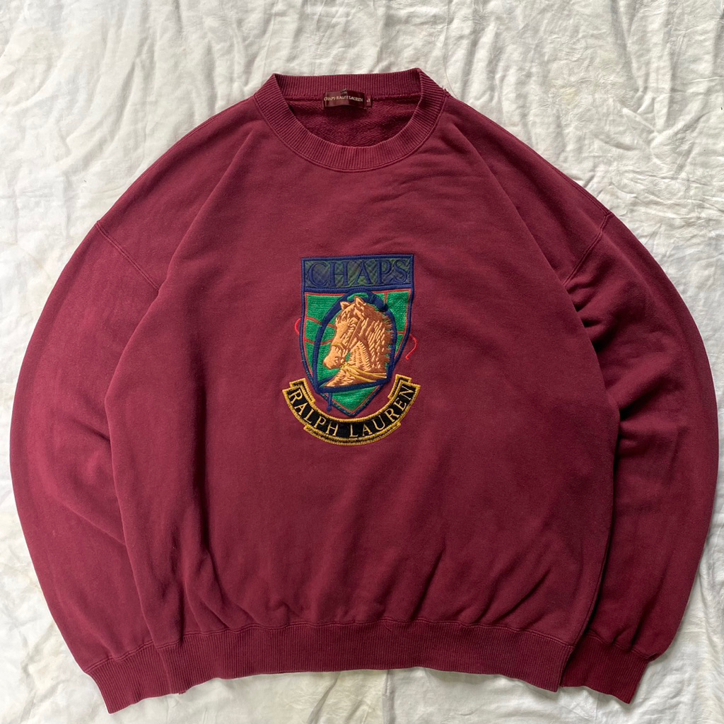 Vintage Chaps Ralph Lauren Embroidered Sweatshirt scnd prlvd original Vintage Crewneck RL Burgundy