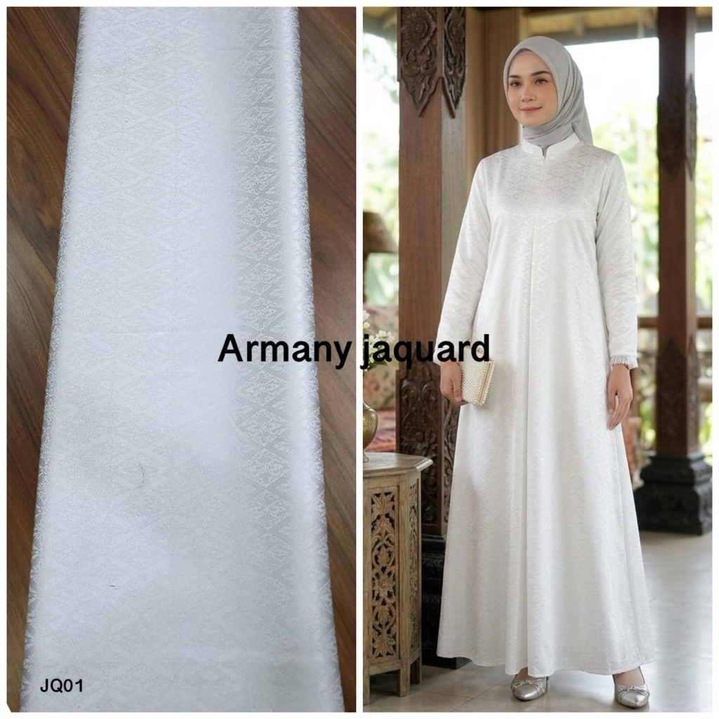 Armany Silk Jacquard Khusus Warna BW/Kain Putih Motif Terbaru