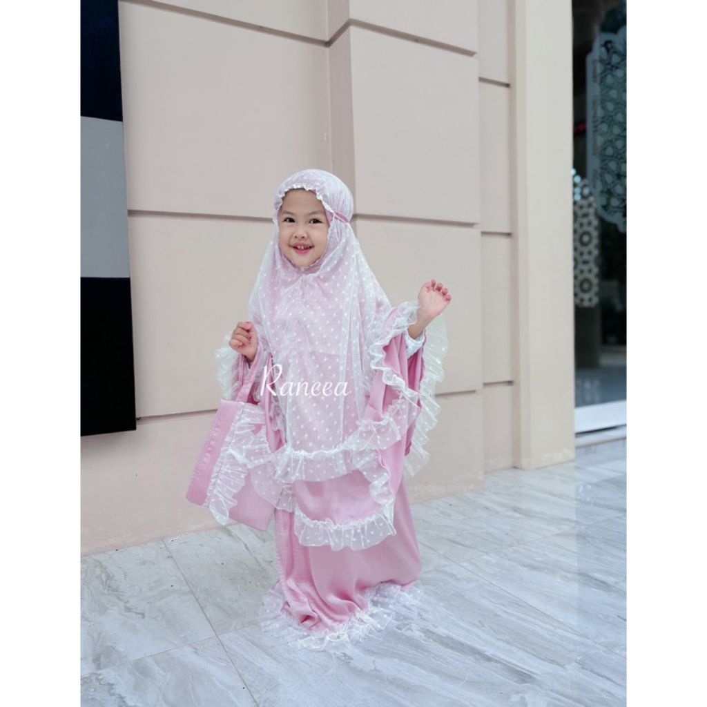 Nourabowtique mukena LAUNA anak mukenah anak mukena dewasa mukena supersilky fashion muslim mukena p