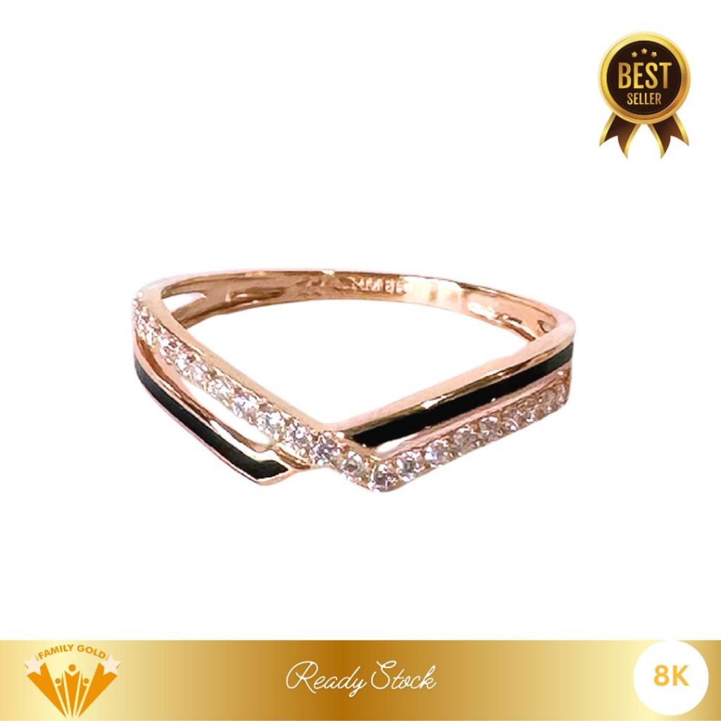 Cincin Emas Kadar 8K Model V - Shape Listring Family Gold