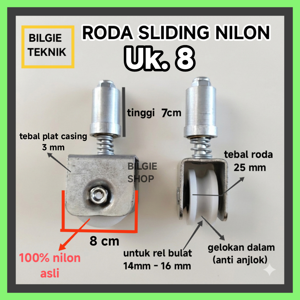 Roda pagar sliding nilon 8cm Roda pintu pagar sleding nylon ukuran 8 cm