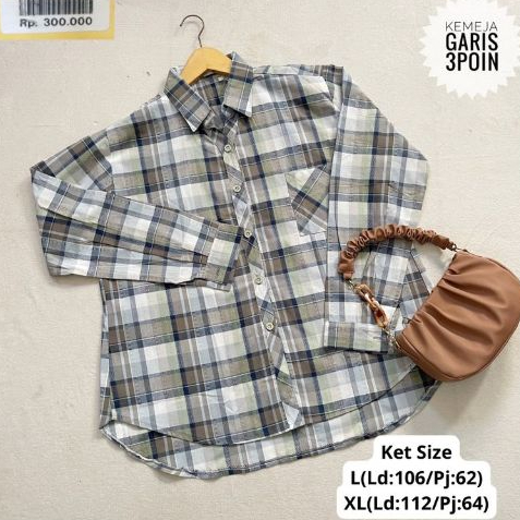 KEMEJA CEWEK MOTIF 3 POINT ORIGINAL