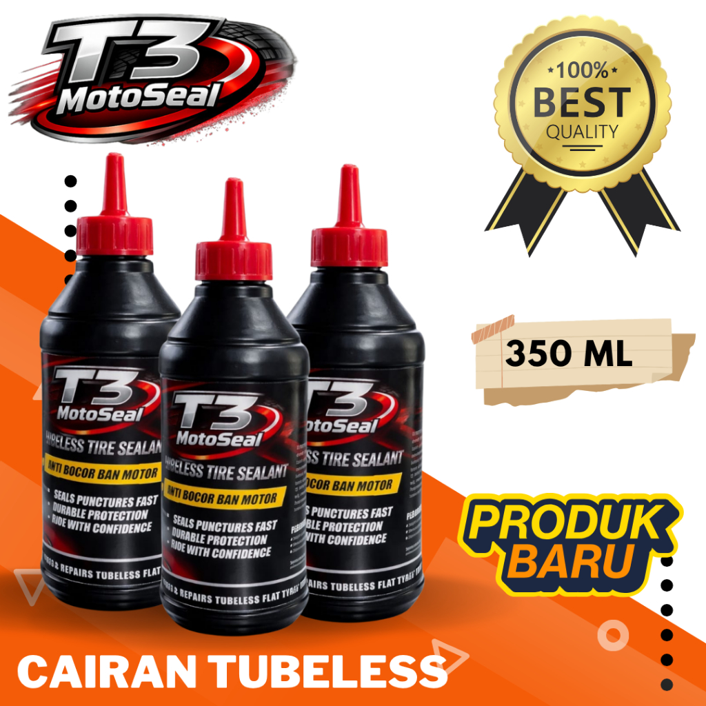CAIRAN BAN TUBELESS T3 MOTOSEAL 350ML / CAIRAN TAMPAL BAN / CAIRAN BAN TUBLES / CAIRAN TUBLESS / TAM