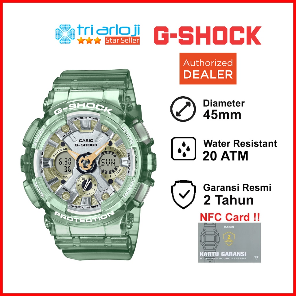 Casio G-SHOCK GMA-S120GS-3ADR Jam Tangan Unisex Transparan GSHOCK GMA-S120GS-3A GMAS120GS GMA S120GS