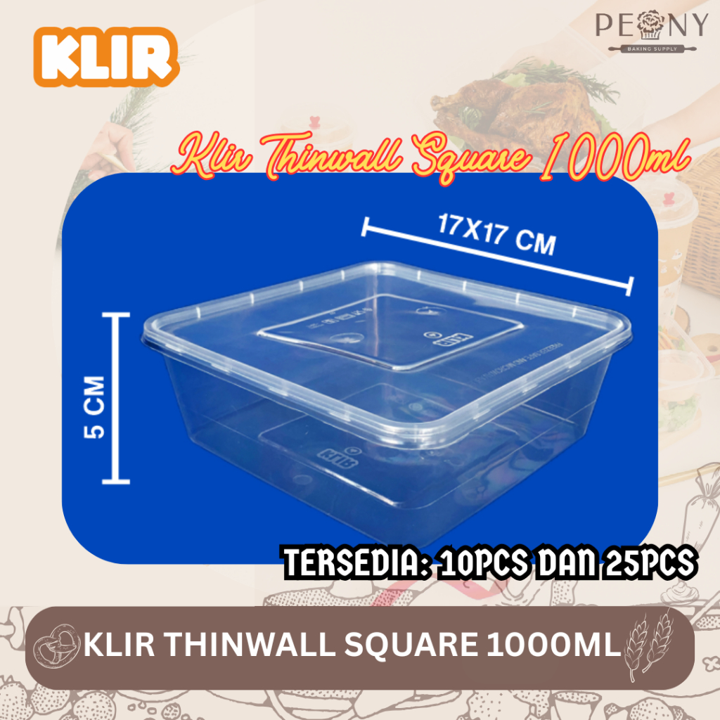 KLIR THINWALL SQUARE 1000 ML/THINWALL KOTAK NASI 1000ML