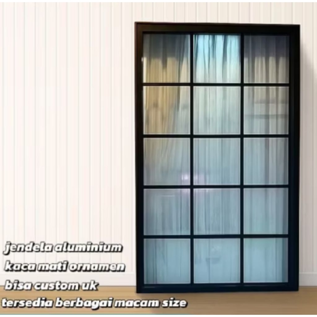 Kusen Jendela Kaca Mati Full Lis Ornamen Aluminium.