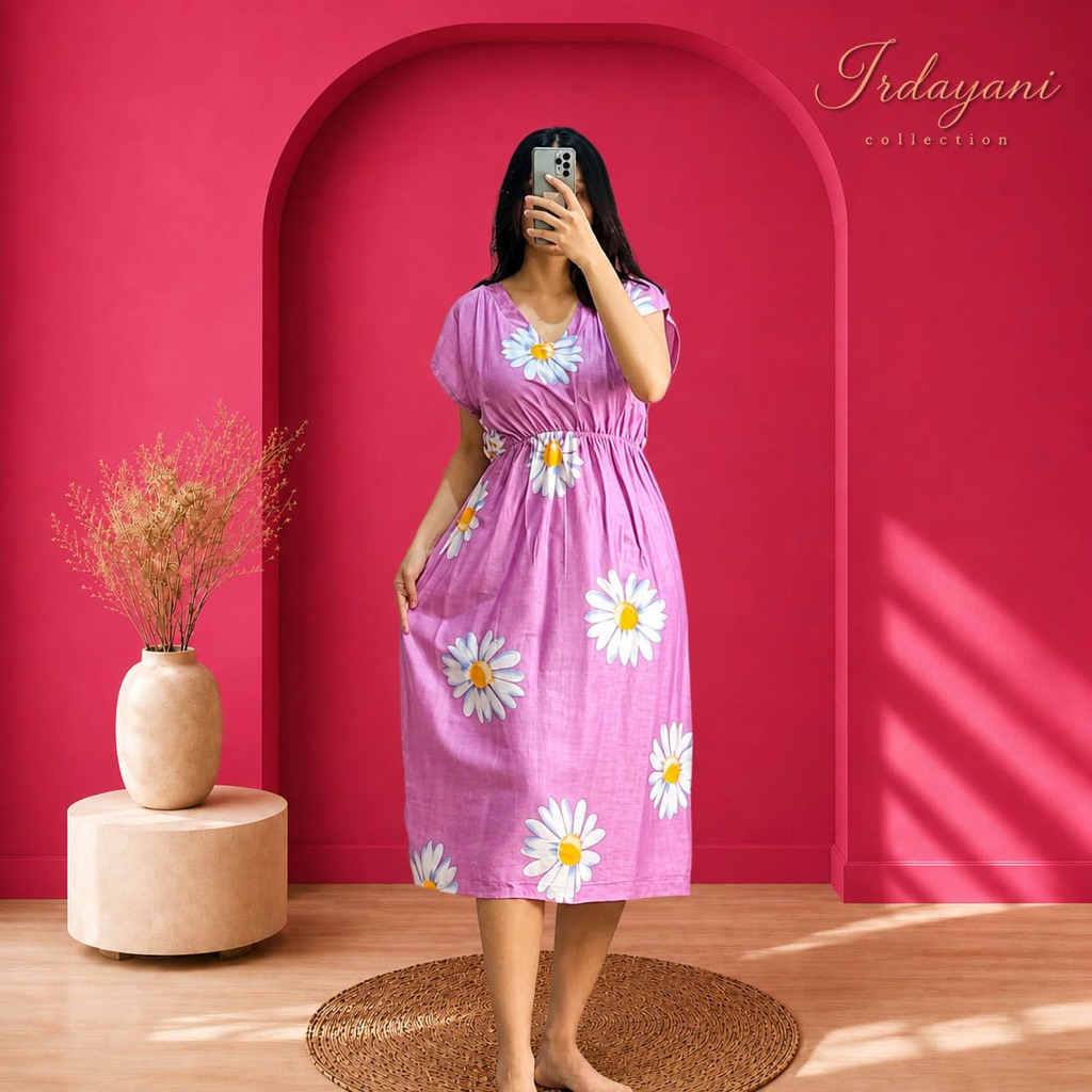 Daster Manohara Bali Rayon Kerut Dada Lengan Pendek Dayli Dress