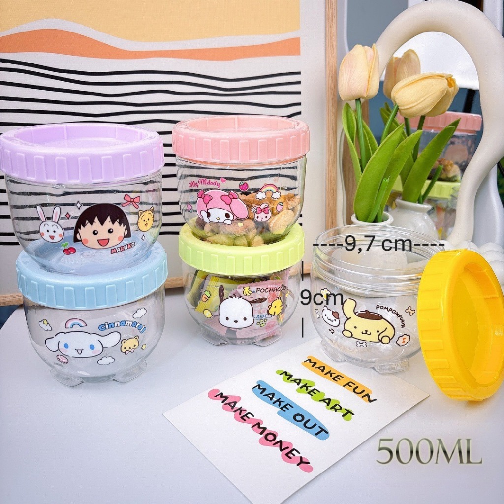 Toples snack Wadah Plastik Contanier Jars Lucu Karakter