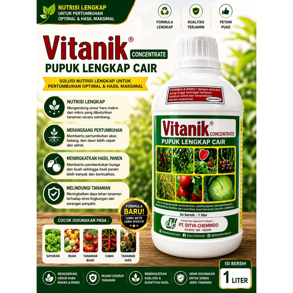 Pupuk lengkap cair VITANIK 1 liter.