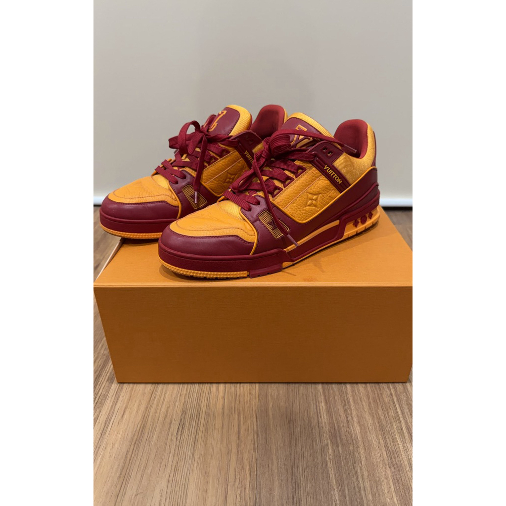 Louis Vuitton (LV) Trainer Sneaker Bordeaux Red & Yellow (Orange) Virgil Abloh sz 095 us 10.5 eu 44.