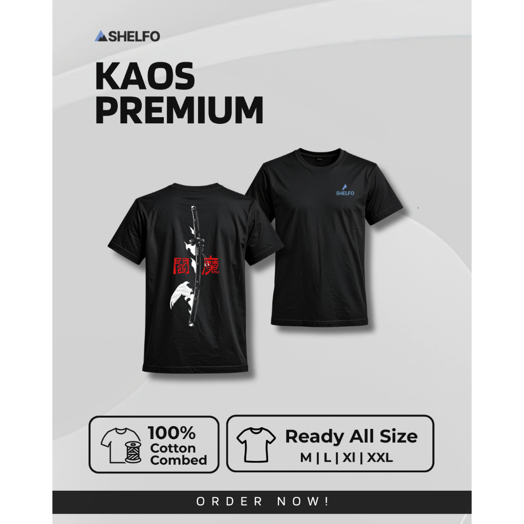 Shelfo - Kaos Unisex Premium 24s - Pedang Enma Zoro Onepiece