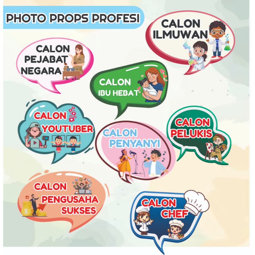 Photobooth Props Profesi - Kelulusan | Hiasan Pegangan Foto backdrop Wisuda | Props Photobooth