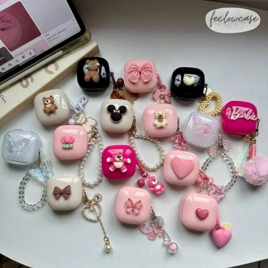 Case Baseus E16 Premium Bowie Encok Lucu Transparant Casing Earphone TWS Pelindung Cover Silicone