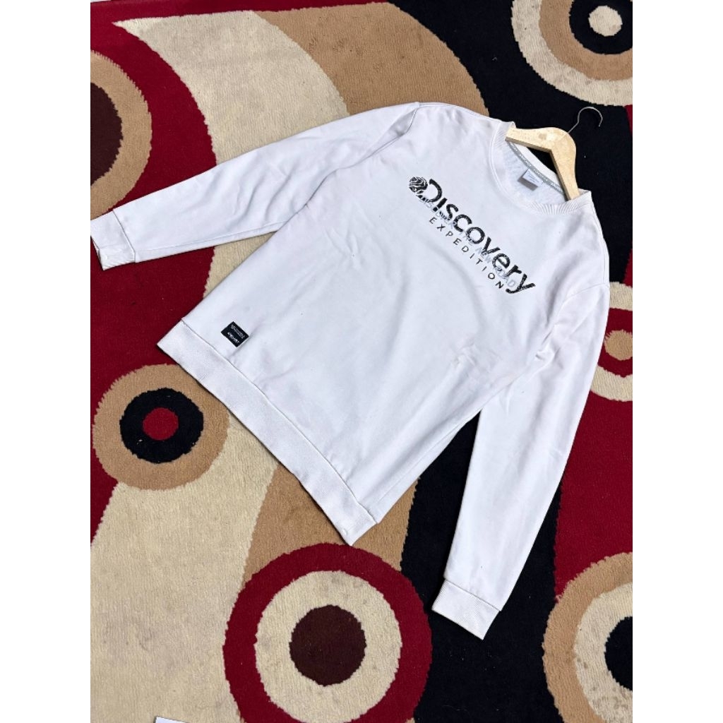 ​[D1scovery] Crewneck Sweatshirt White - Big Logo Print
