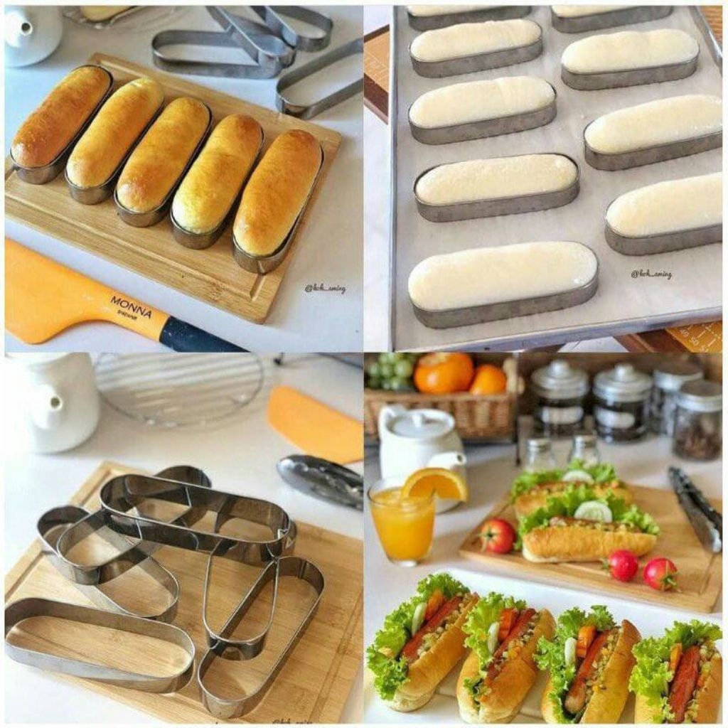 ring roti hotdog oval ukuran 15x5x3cm bahan stainless food grade