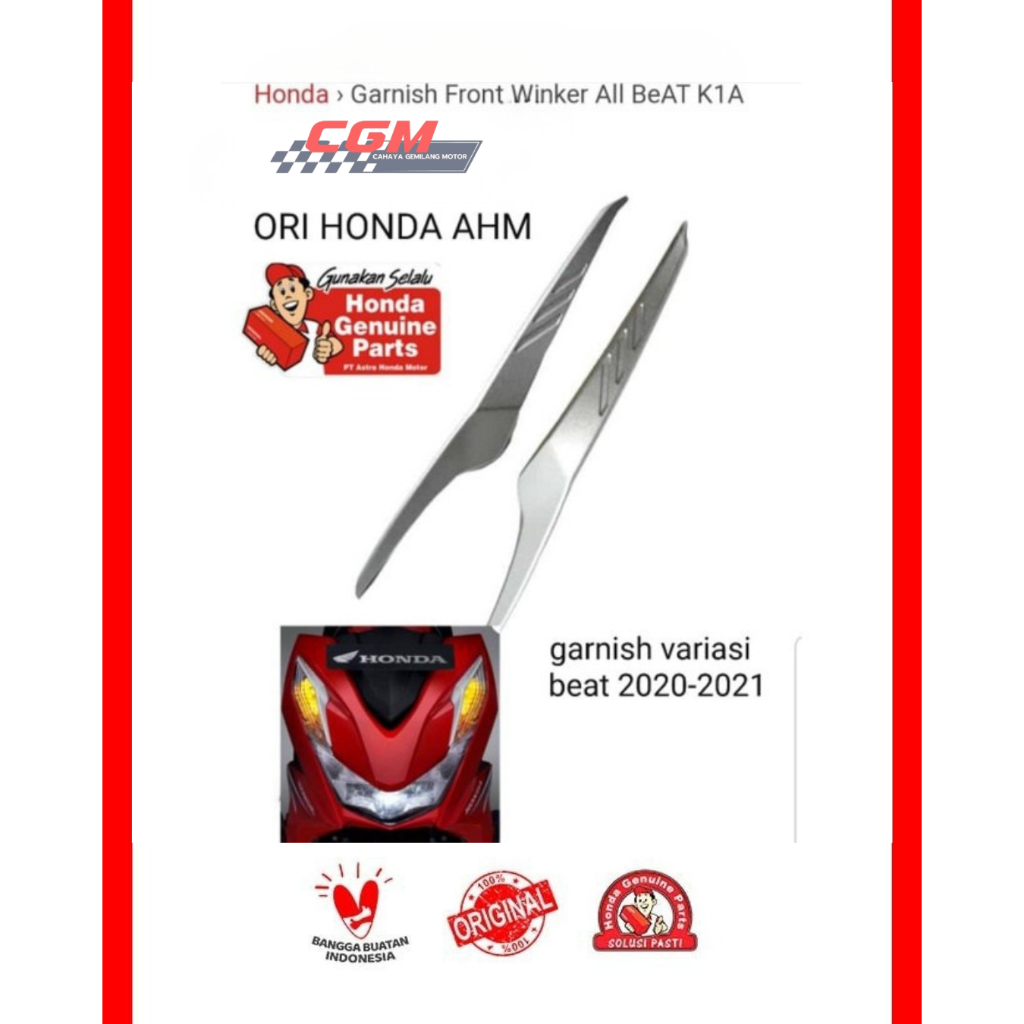 Garnish lampu beat 2020 - 2021 garnish winker variasi ori honda ahm asli honda