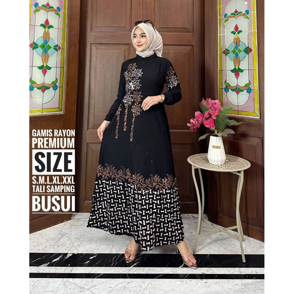 Gamis Rayon premium cap malaman  bahan adem tebal