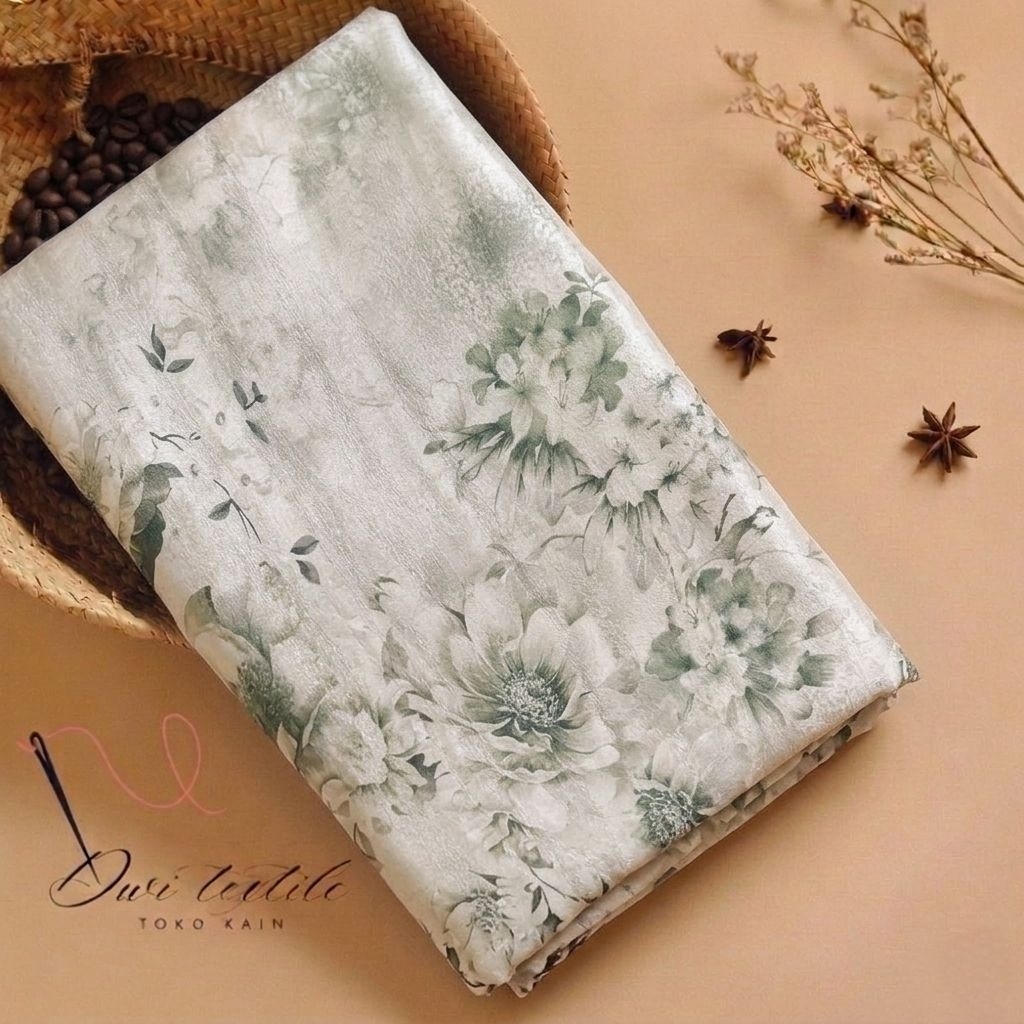 kain Santorini silk motif bunga premium - kain Santorini silk original - kain silk luxury adh