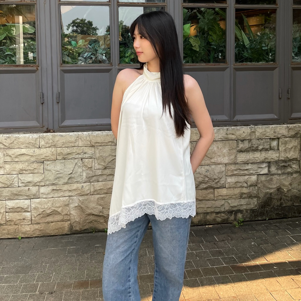 [Shylo] Nayla Satin Top / Satin Blouse / Satin Lace Blouse