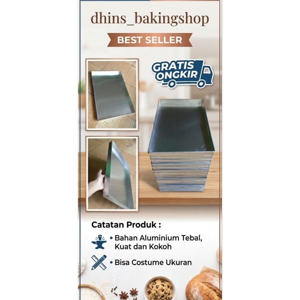 Loyang Nampan Kue kering DLL Aluminium Tebal, 60x40x4