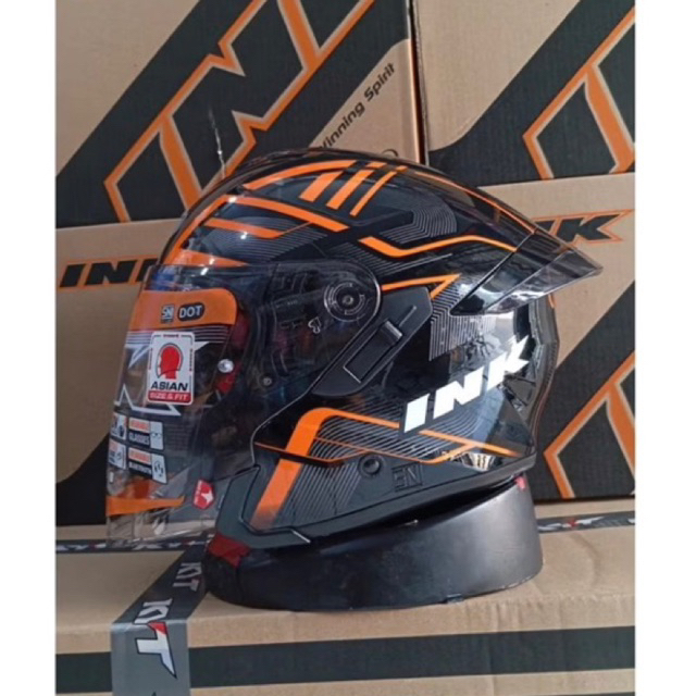 Helm ini terra 2 #1 black orange gloss helm ink original